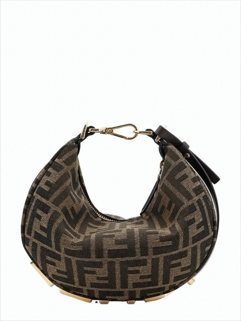 Fendi Crescent-Shaped Shoulder Bag With Monogram Pattern