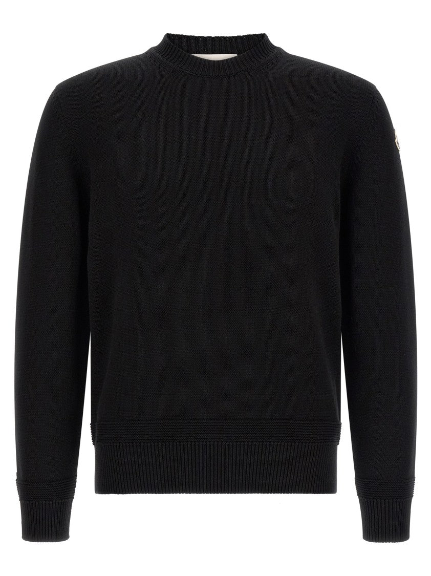 Moncler Lightweight Cotton Sweater With Classic Crew Neck And Ribbed Cuffs