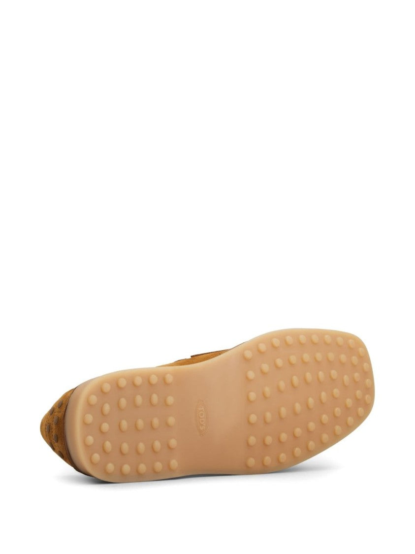 Tod's Slip-On Loafers With Gommino Sole In Caramel Brown Suede