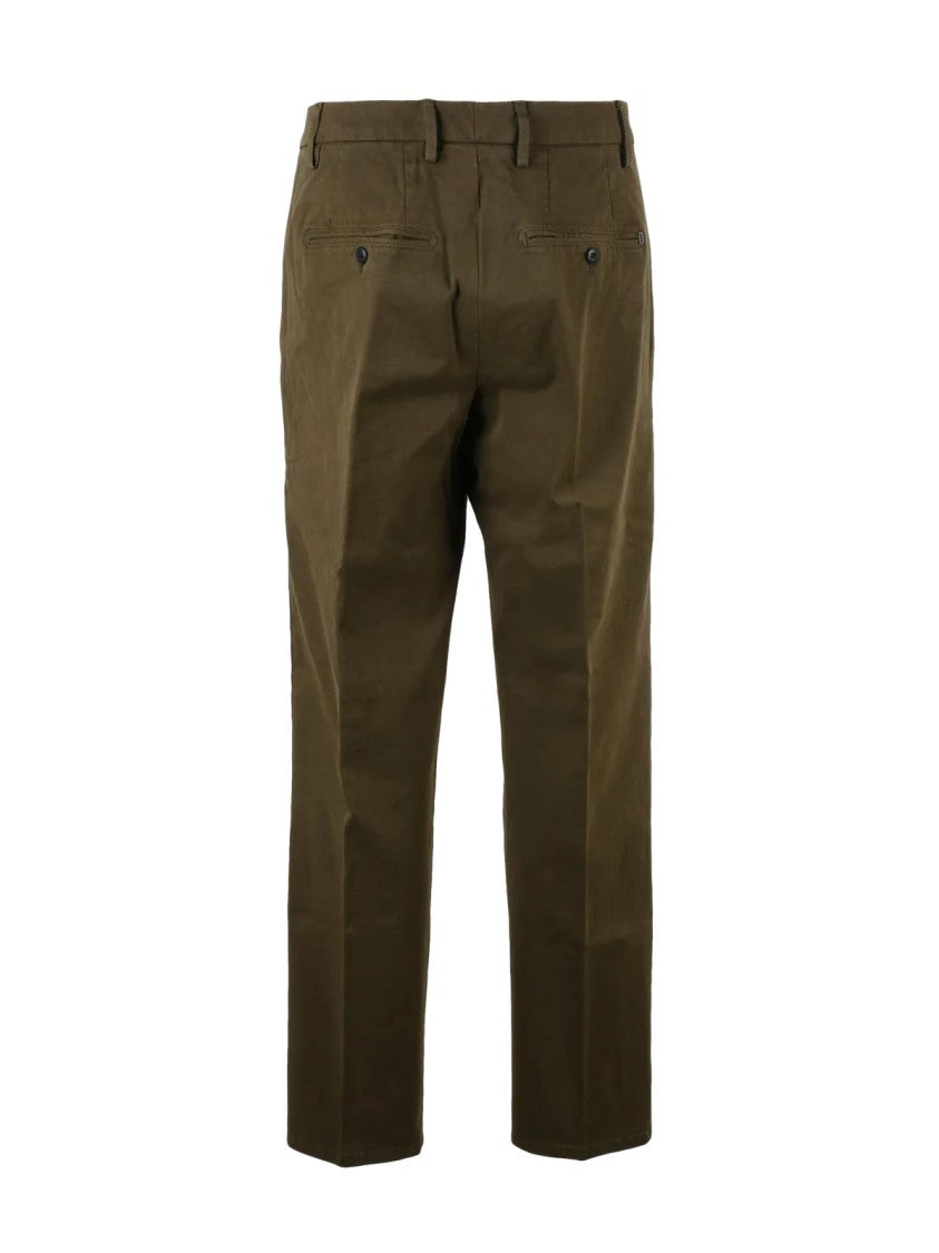 Dondup Military Green James Straight-Leg Stretch Cotton Trousers