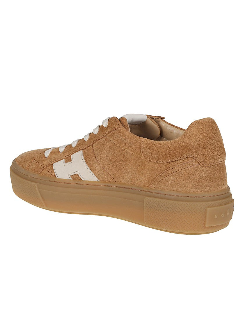 Hogan Tan H705 Minimalistic Calf Leather Sneakers
