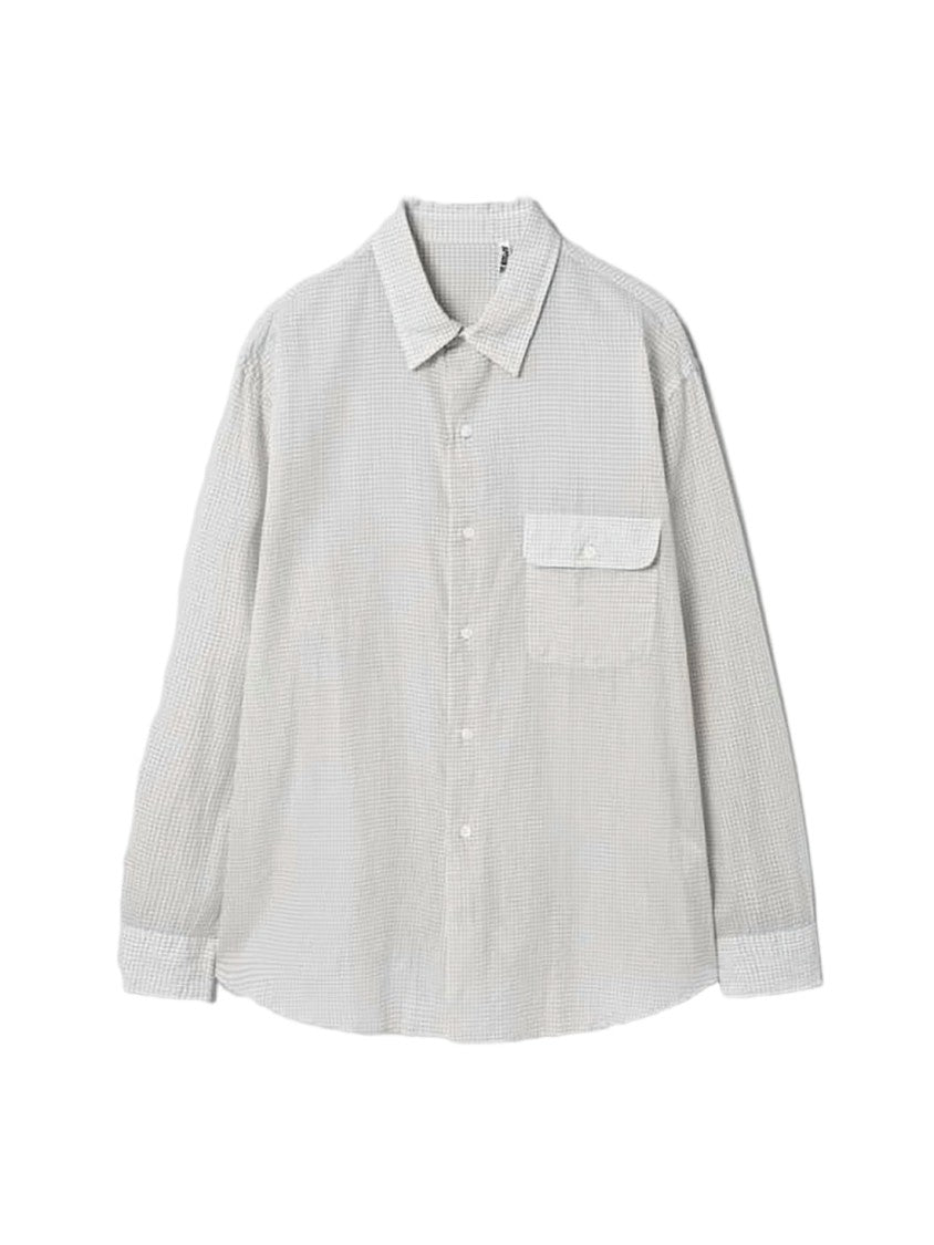 Kaptain Sunshine Long-Sleeve Subtle Checkered Shirt With Classic Collar