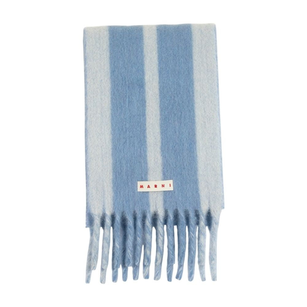 Marni Wool Scarf With Alternating Blue Stripes