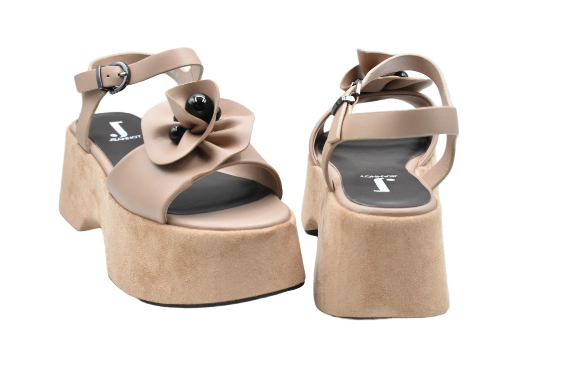 Jeannot Blue 7 Cm Wedge Leather Sandals