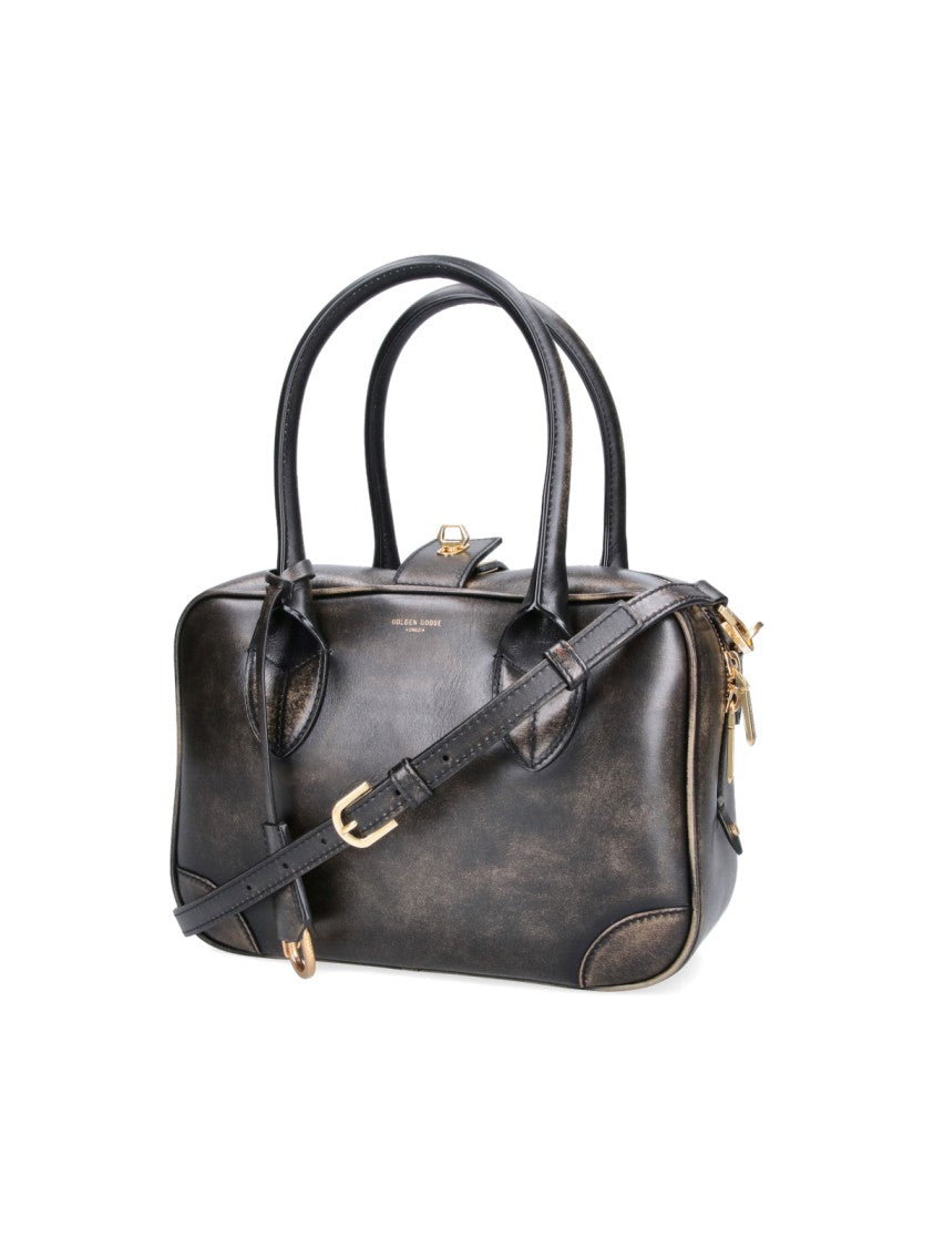 Golden Goose Structured Rectangular Handbag With Vintage Distressed Leather Finish