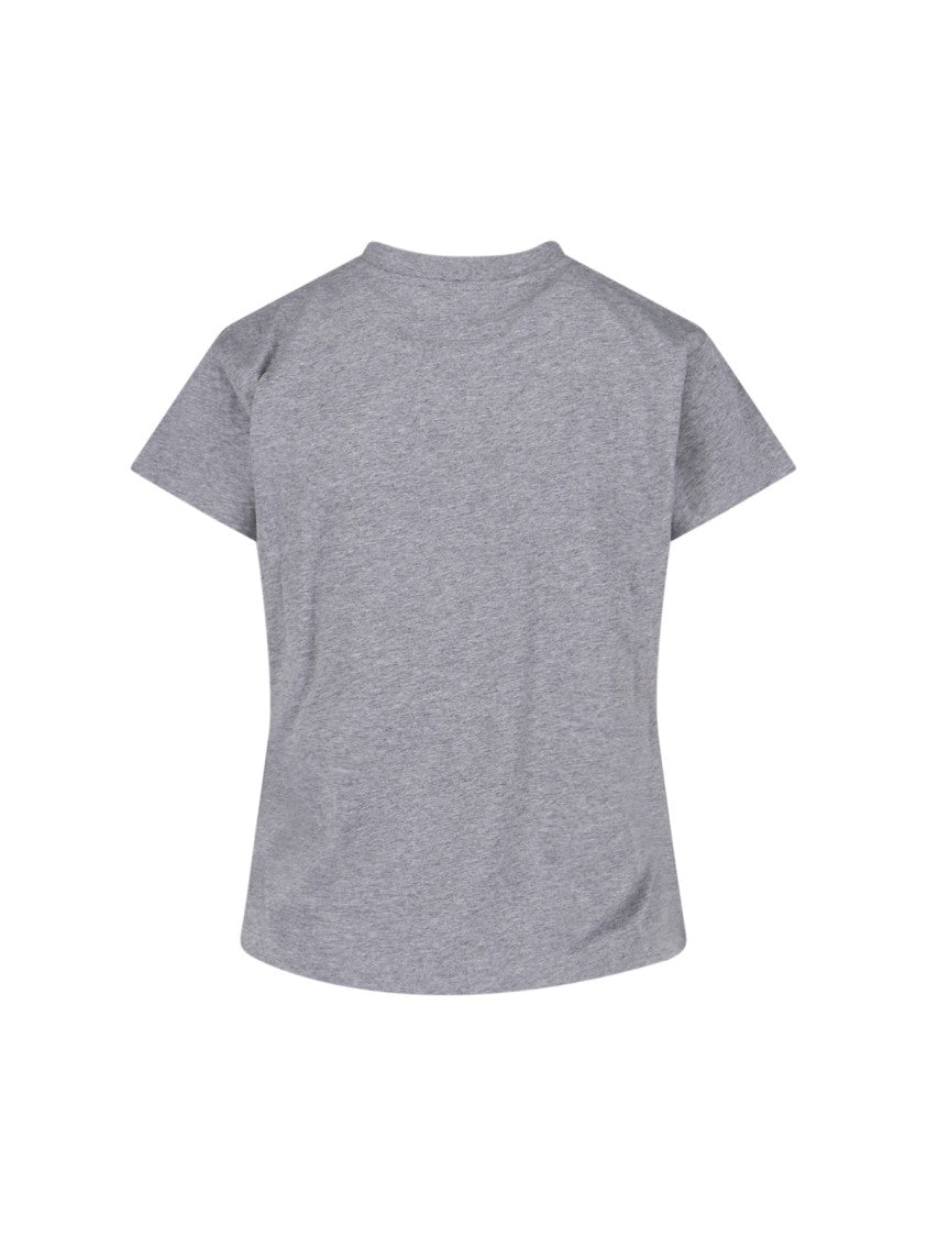 Mm6 By Maison Margiela Cotton Grey T-Shirt With Numeric Logo Patch