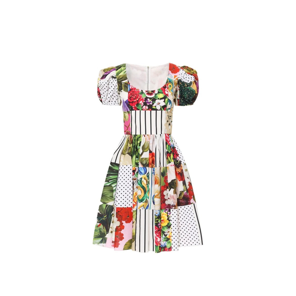 Dolce & Gabbana Patchwork Pattern Mini Dress With Flared Skirt
