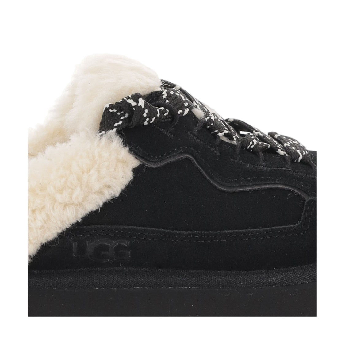 Ugg Black Suede Flats With Cream Shearling Lining