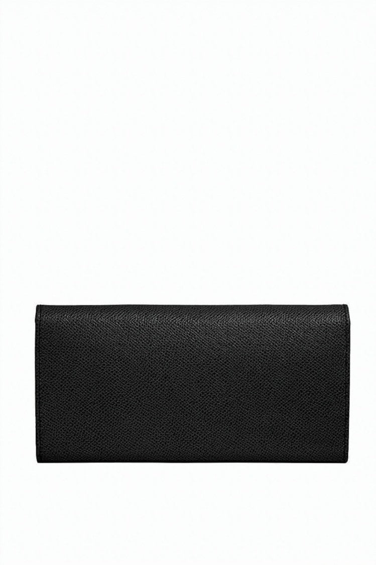 Salvatore Ferragamo Rectangular Textured Leather Long Wallet With Gold-Tone Bar