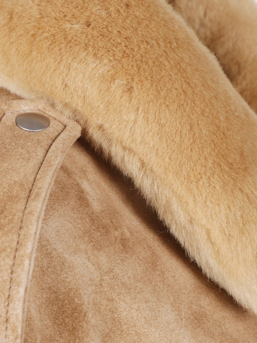 Prada Short Brown Coat With Plush Collar