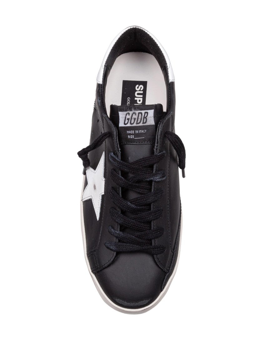 Golden Goose Black Leather Sneakers With White Accents