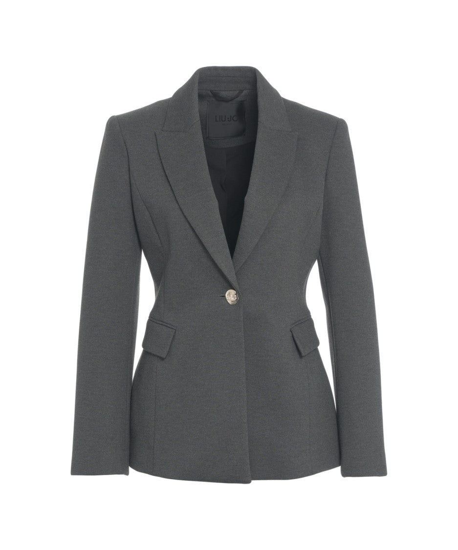 Liu Jo Tailored Grey Blazer With Notched Lapels
