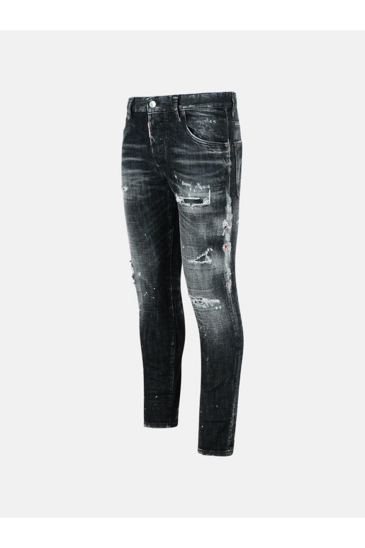 Dsquared2 Black Distressed Slim Fit Jeans With Comfortable Stretch
