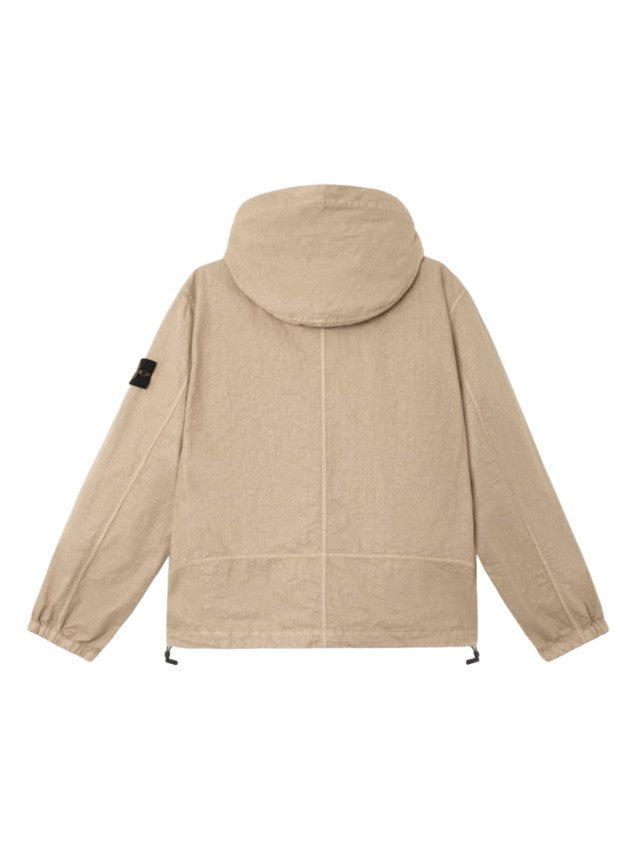 Stone Lightweight Nylon Jacket With Fixed Hood