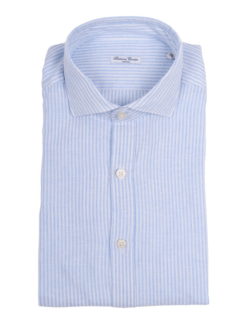 Sartoria Del Campo-Sonrisa Lightweight Vertical Stripe Casual Shirt