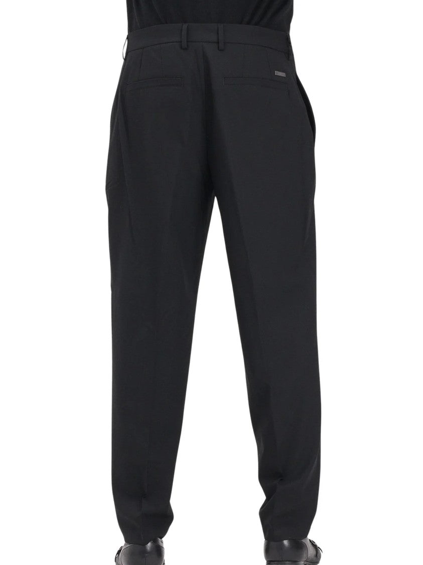 Armani Exchange Black Tailored Wool-Blend Formal Pants