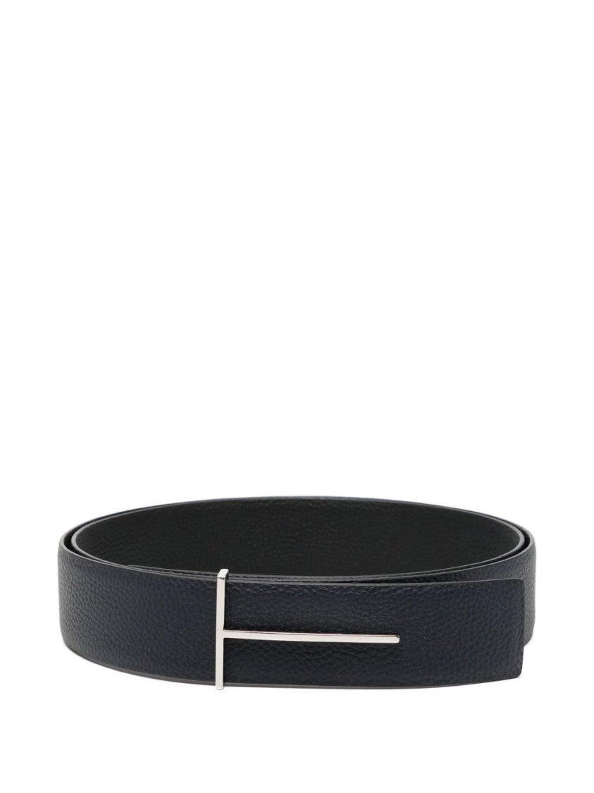 Tom Ford Black Textured Calf Leather Belt