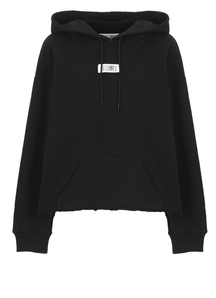 Mm6 By Maison Margiela Black Logoed Cotton Hoodie
