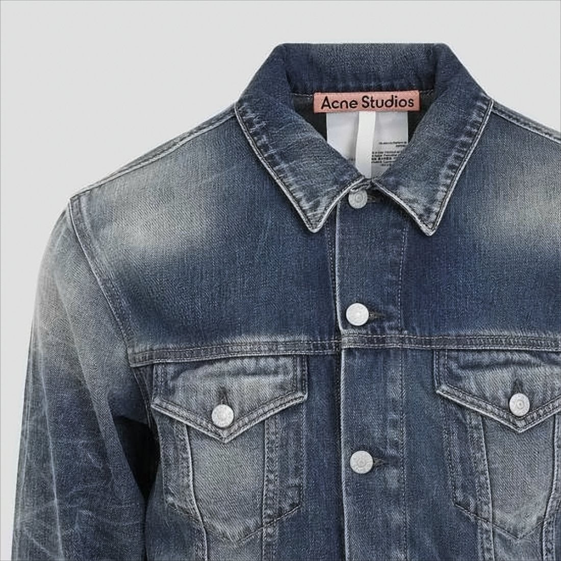Acne Studios Classic Faded Denim Jacket With Button-Up Front And Chest Pockets