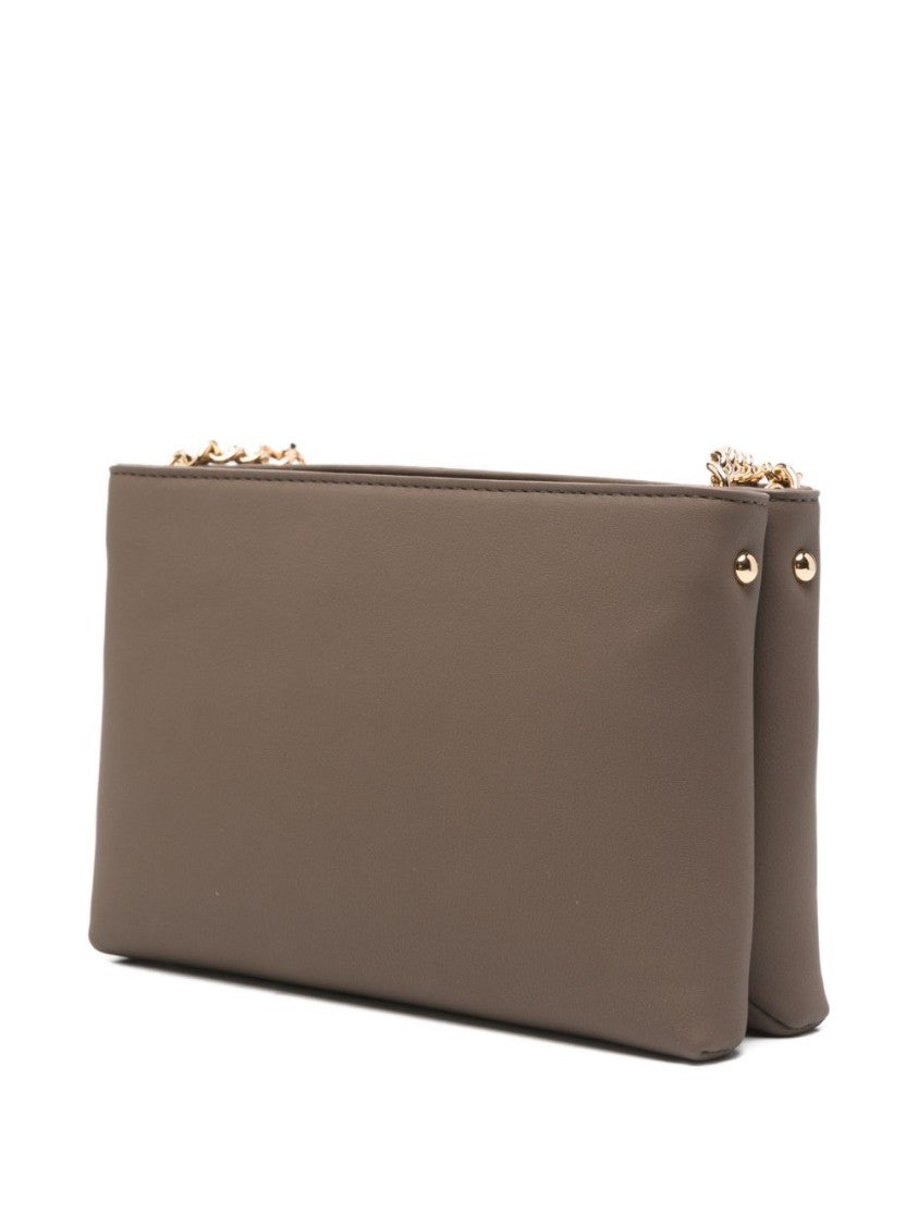 Love Moschino Rectangular Shoulder Bag With Metallic Lettering And Chain Detail