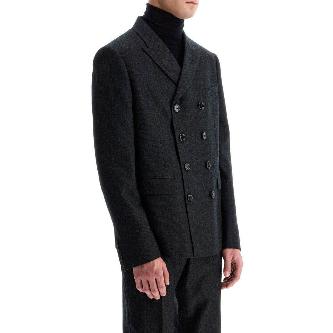 Celine Double-Breasted Black Wool Blazer With Tailored Fit