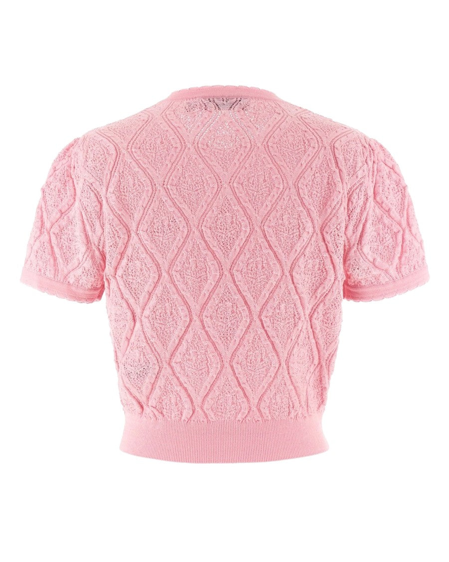 Self-Portrait Pink Knit Cardigan