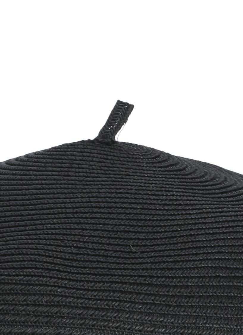 Y's Black Raffia Hat