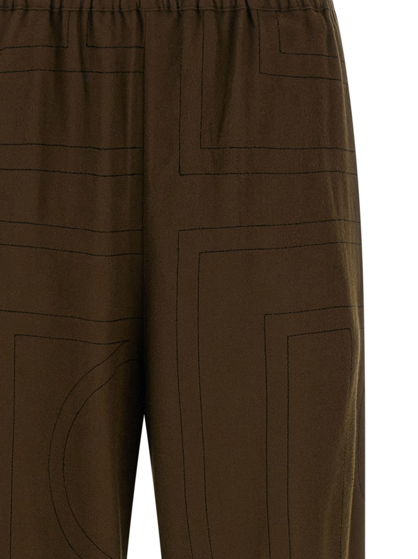 Totême Embroidered Modal Flannel Pajama Pants