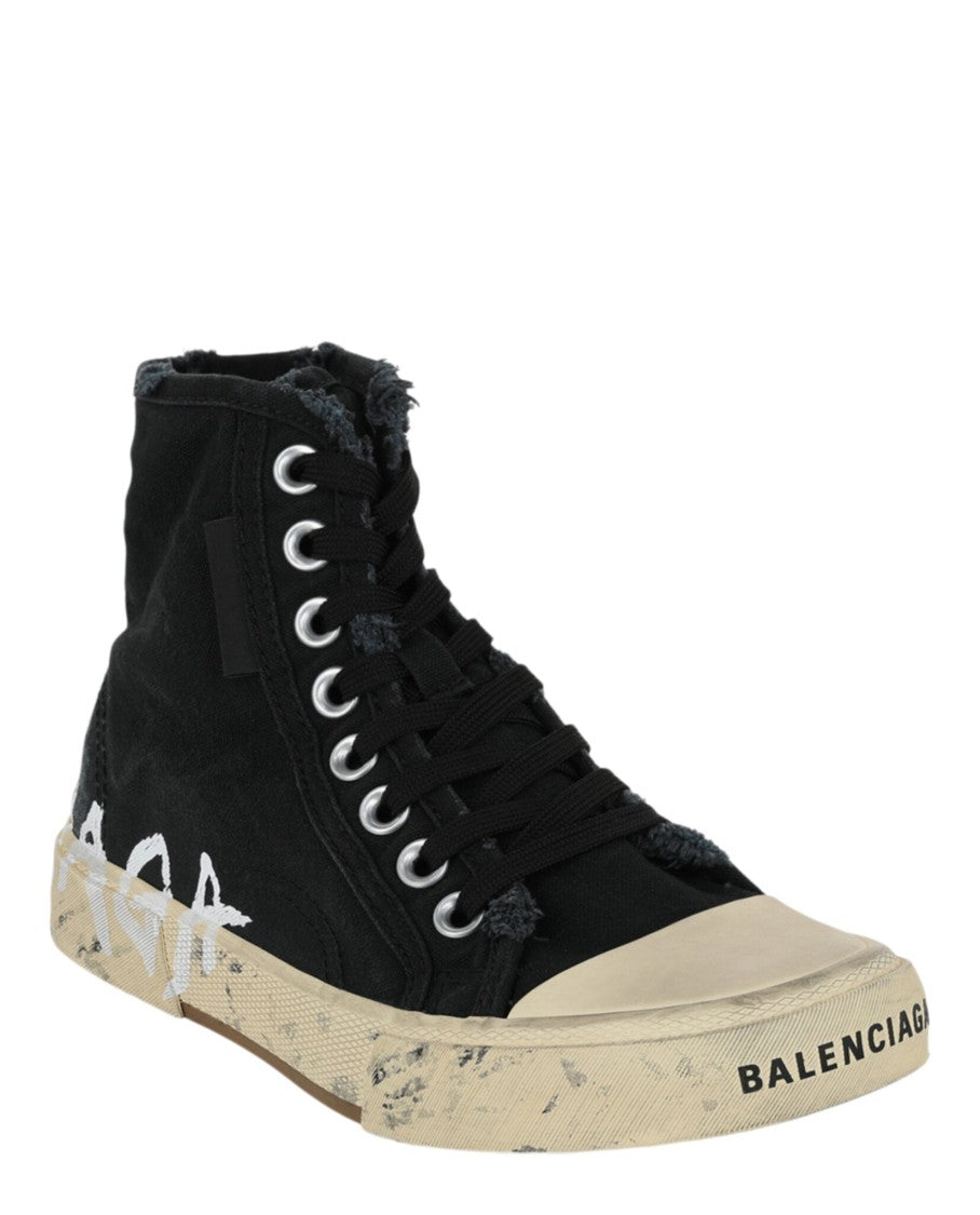 Balenciaga High-Top Sneakers With Distressed Sole And Graffiti Logo