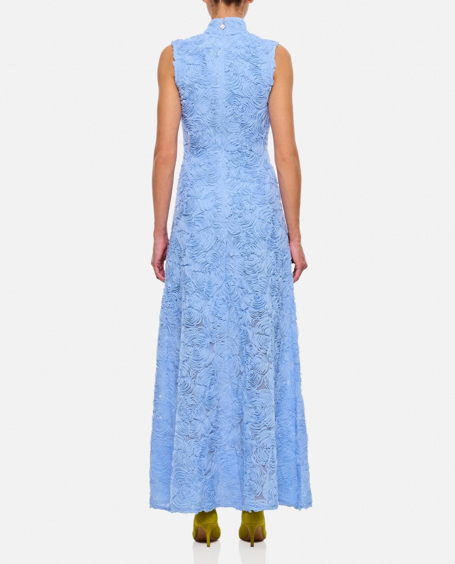 Rotate 3D Flower Mesh Maxi Dress