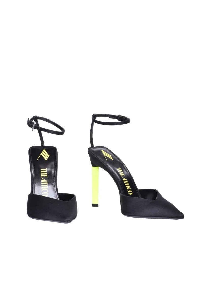 The Attico Black Perine Block-Heel Ankle-Strap Pumps