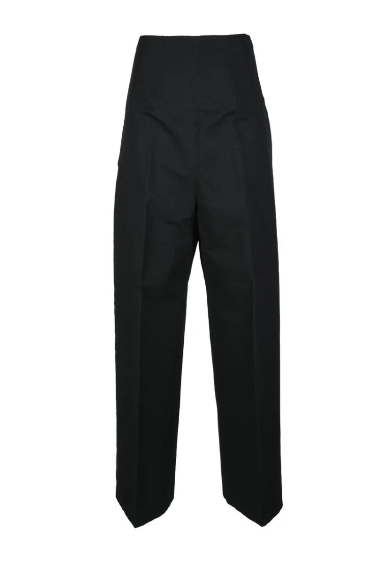 Sportmax High-Waist Black Trousers With Wide-Leg Silhouette