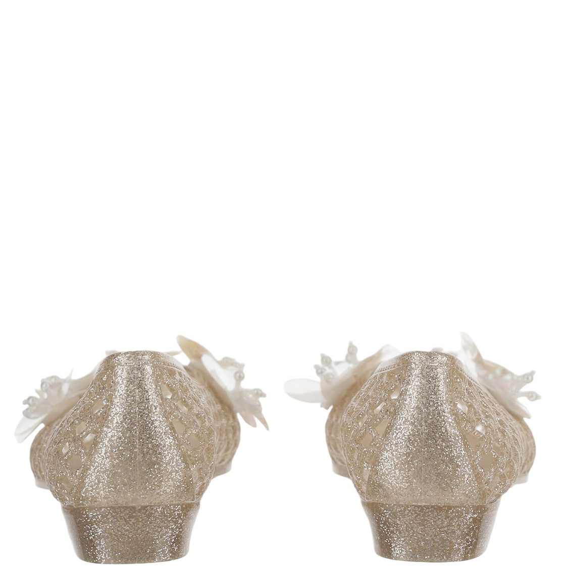Heavenly Jelly Transparent Mesh Ballerina Flats With Floral Embellishments