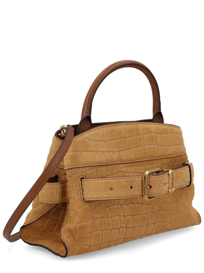 Marc Jacobs Black Dakota Crocodile Embossed Leather Shoulder Bag