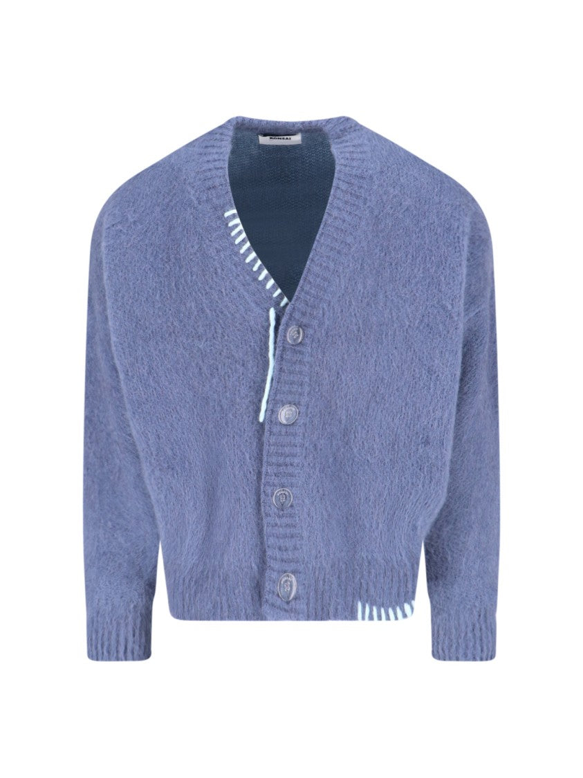 Bonsai Mohair-Blend Cardigan – Blue With Embroidery