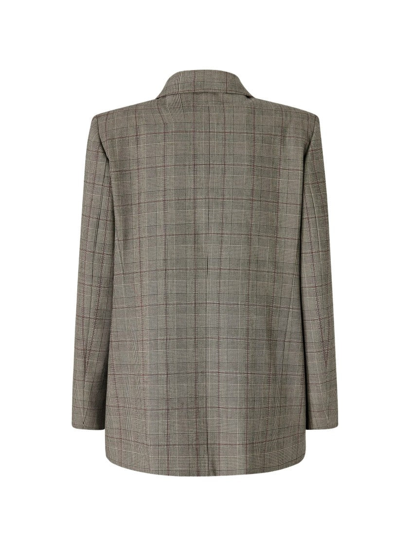 Pinko Double-Breasted Blazer With Checkered Pattern And Contrasting Buttons