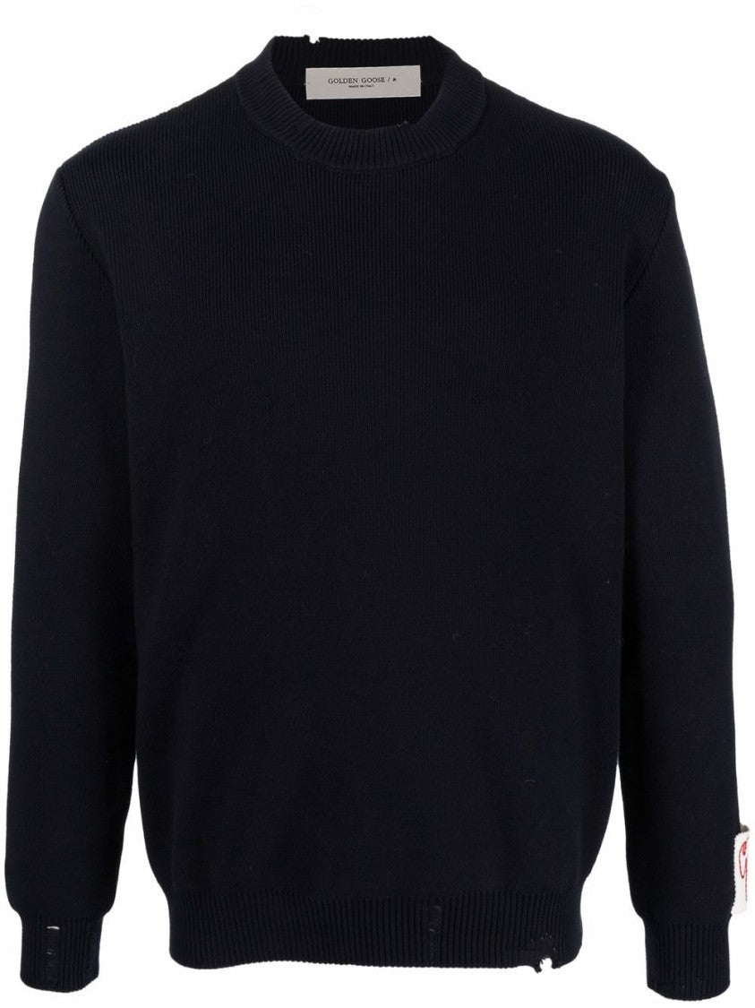 Golden Goose Ribbed Stretch-Cotton Sweater With Crew Neck Design