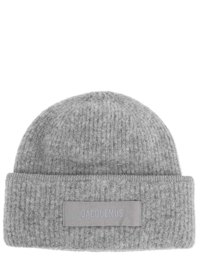 Jacquemus Soft Ribbed Knit Cap With Grosgrain Label Detail