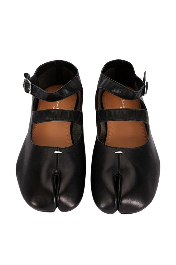 Maison Margiela Split-Toe Black Lambskin Leather Flats