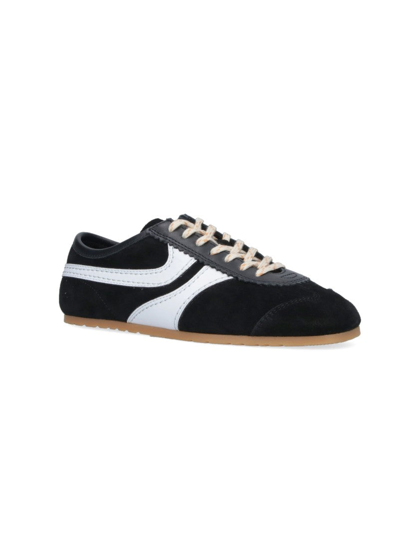 Dries Van Noten Black Suede Contrasting Trim Rubber Sneakers