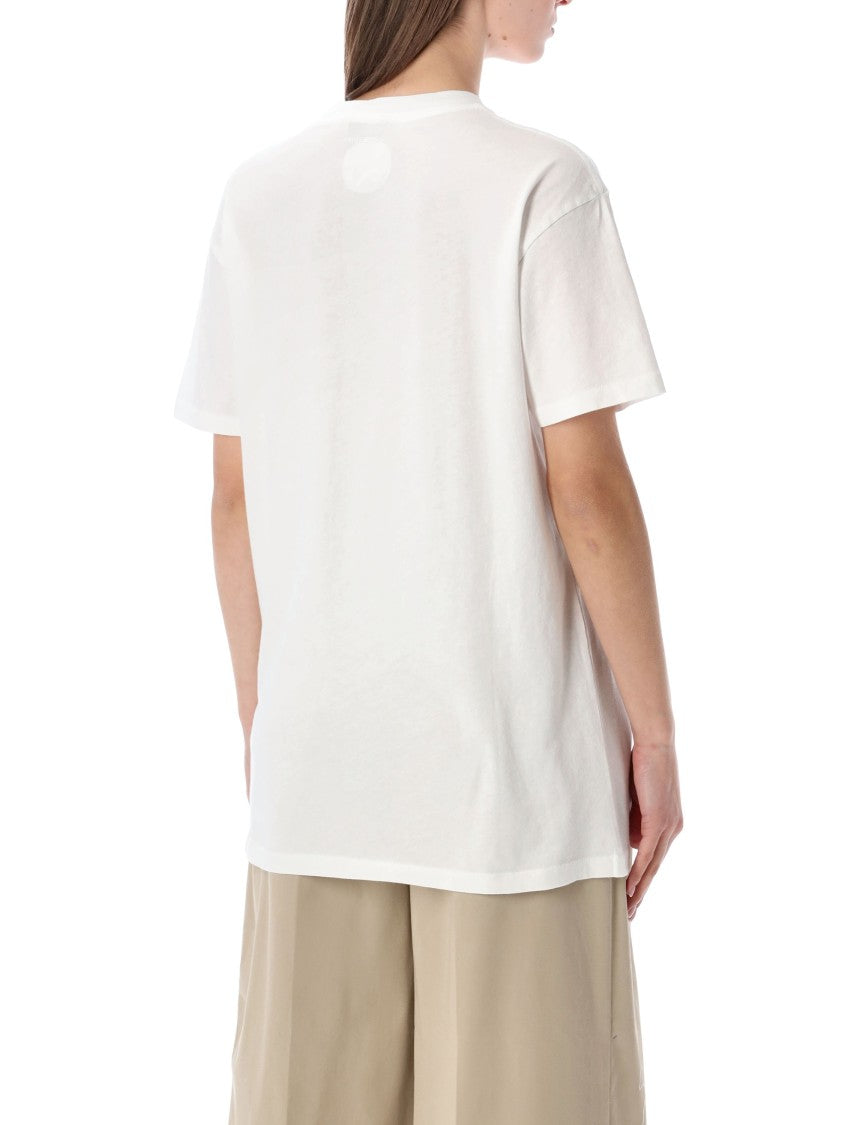 Anine Bing Ivory Relaxed Fit T-Shirt With Subtle Leopard Logo