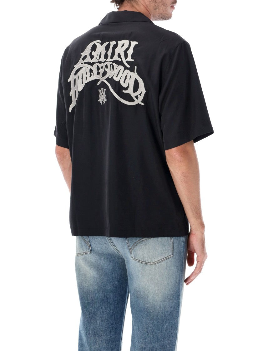 Amiri Hollywood Embroidered Logo Short-Sleeve Camp Shirt