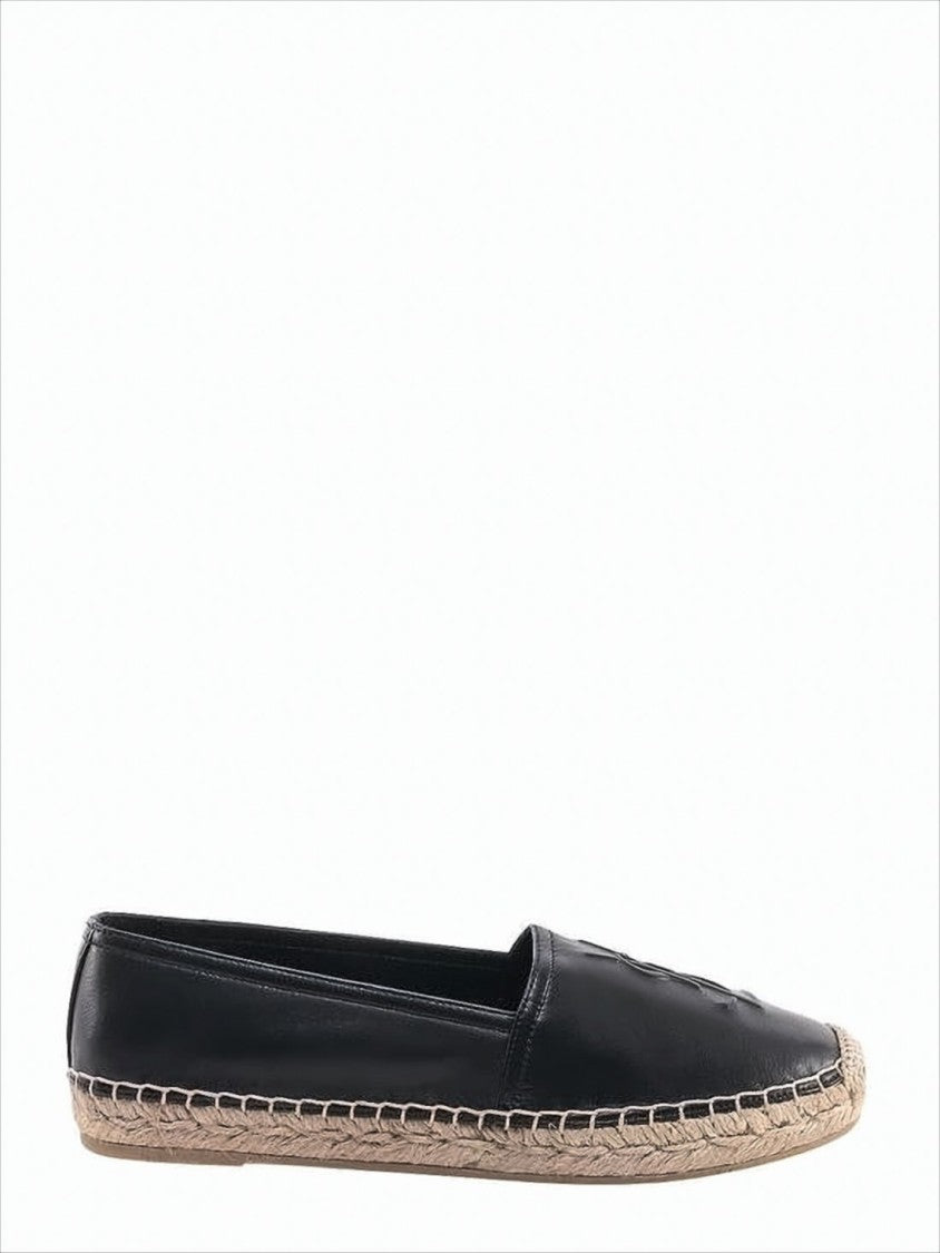 Saint Laurent Smooth Lambskin Slip-On Flats With Jute Midsole