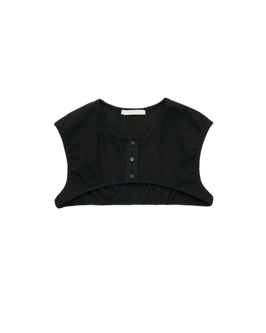 Amomento Cropped Black Cardigan With Button Closure