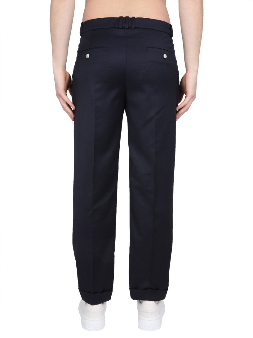 Balmain Black Wool Straight Leg Pants