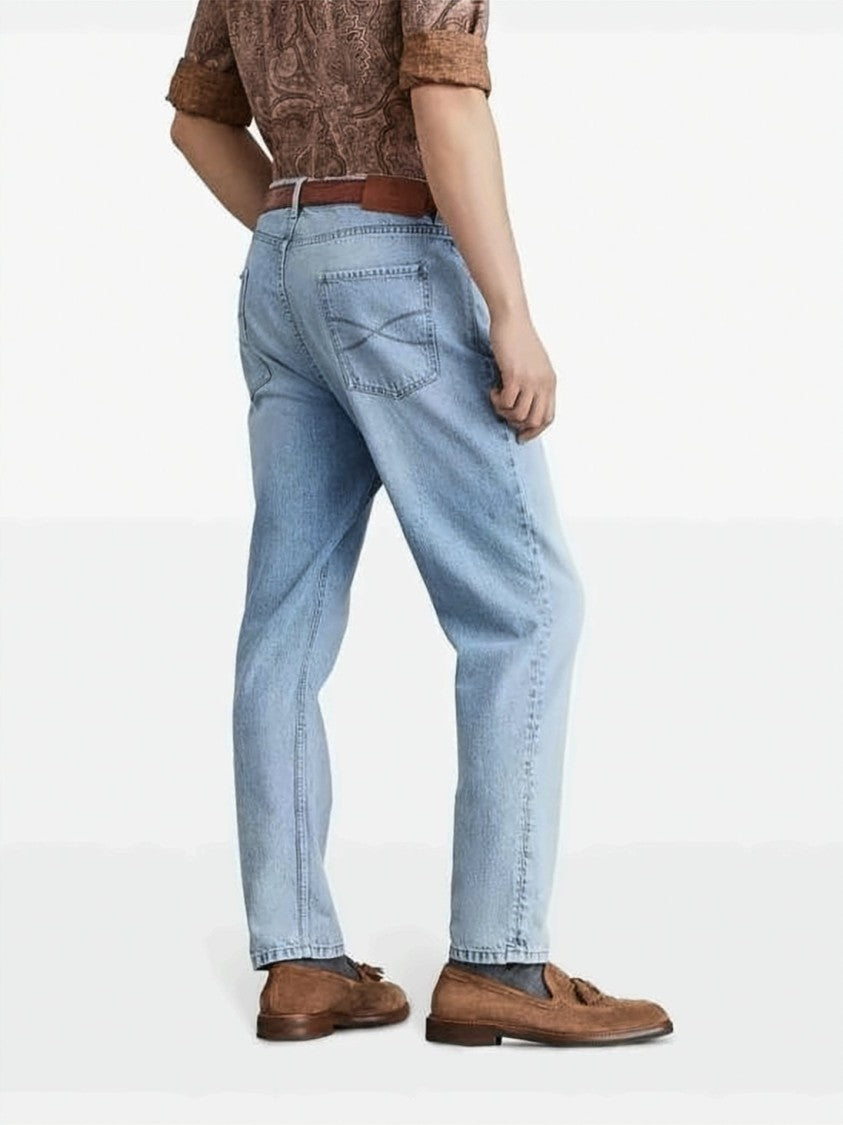 Brunello Cucinelli Light Wash Denim Pants With Classic Five-Pocket Design