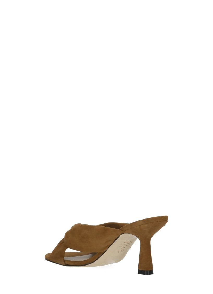 Stuart Weitzman Brown Soplaya Slide Braided Suede Sandals