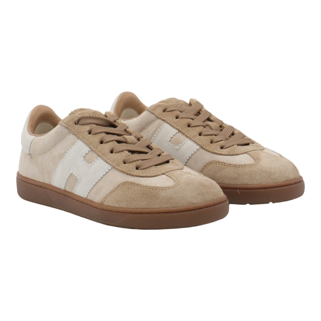 Hogan Beige Suede Sneakers With Contrasting White Logo