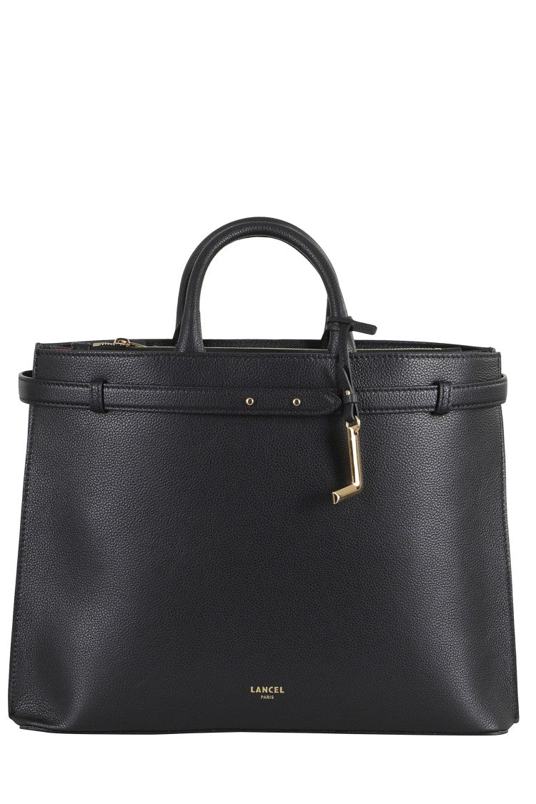 Lancel Structured Leather Handbag With Dual Compartment