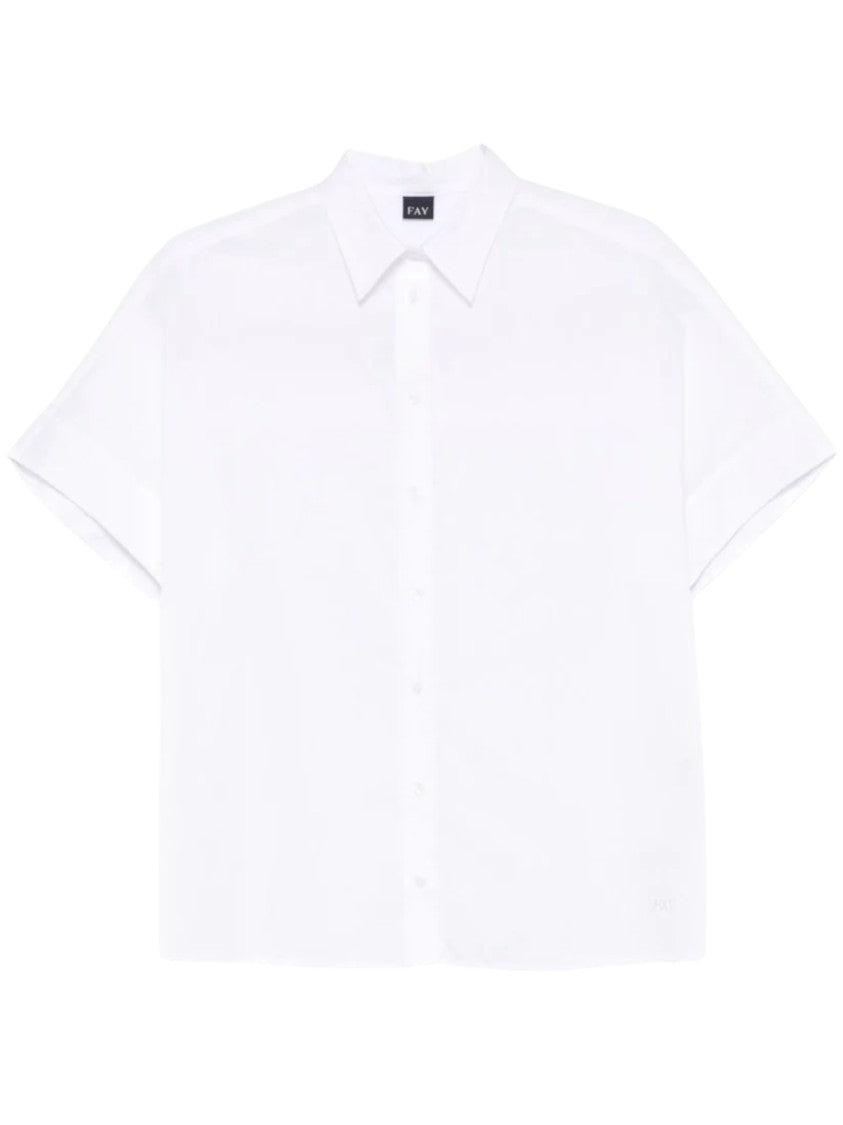 Fay Boxy White Shirt With Classic Collar